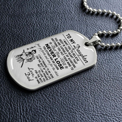 Samurai - SADL007 - Dad To Daughter - Never Lose - Bushido - Katana - Ronin - Miyamoto Musashi - Samurai Dog Tag - Military Ball Chain - Luxury Dog Tag