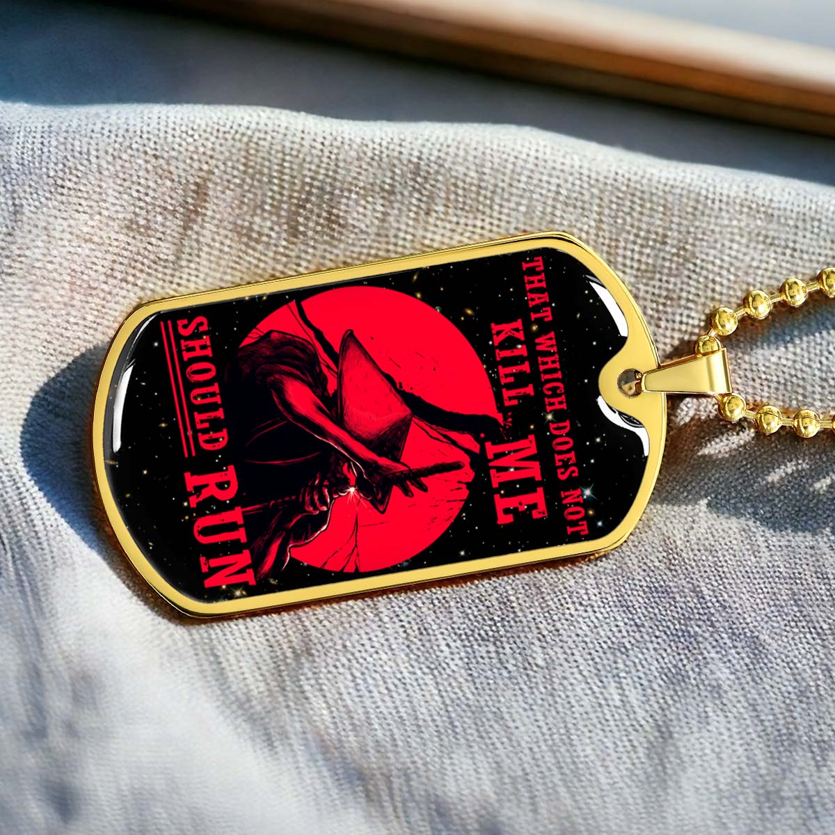 Samurai - SADL014 - That Which Does Not Kill Me - Should Run - Bushido - Katana - Ronin - Miyamoto Musashi - Samurai Dog Tag - Military Ball Chain - Luxury Dog Tag