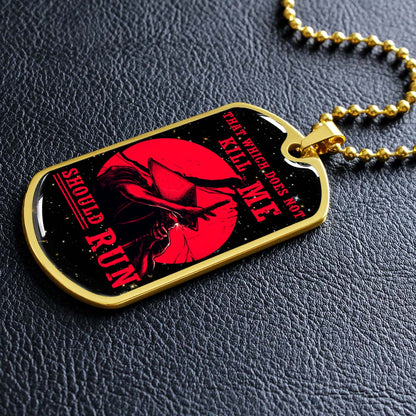 Samurai - SADL014 - That Which Does Not Kill Me - Should Run - Bushido - Katana - Ronin - Miyamoto Musashi - Samurai Dog Tag - Military Ball Chain - Luxury Dog Tag