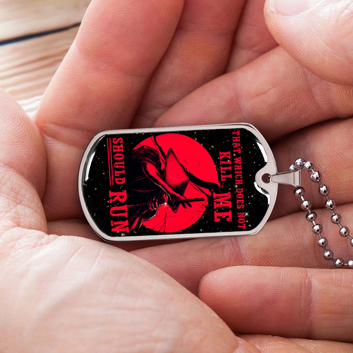Samurai - SADL014 - That Which Does Not Kill Me - Should Run - Bushido - Katana - Ronin - Miyamoto Musashi - Samurai Dog Tag - Military Ball Chain - Luxury Dog Tag