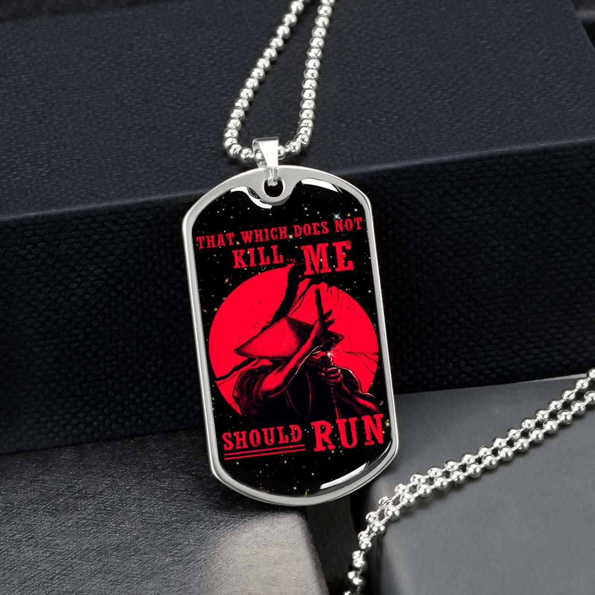 Samurai - SADL014 - That Which Does Not Kill Me - Should Run - Bushido - Katana - Ronin - Miyamoto Musashi - Samurai Dog Tag - Military Ball Chain - Luxury Dog Tag