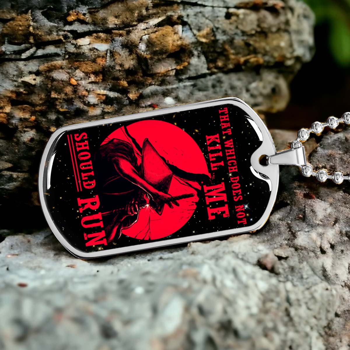 Samurai - SADL014 - That Which Does Not Kill Me - Should Run - Bushido - Katana - Ronin - Miyamoto Musashi - Samurai Dog Tag - Military Ball Chain - Luxury Dog Tag