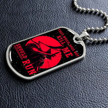 Samurai - SADL014 - That Which Does Not Kill Me - Should Run - Bushido - Katana - Ronin - Miyamoto Musashi - Samurai Dog Tag - Military Ball Chain - Luxury Dog Tag