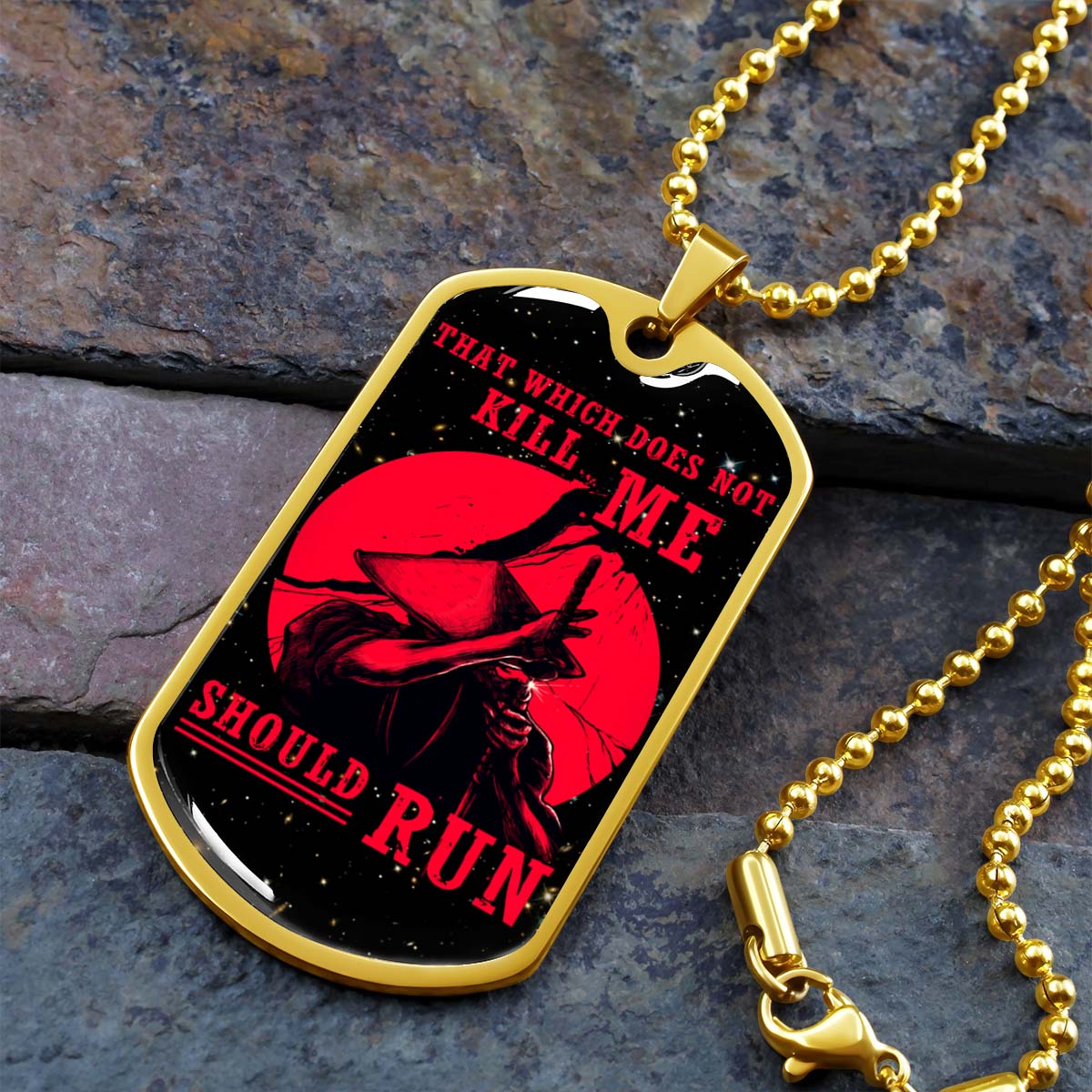 Samurai - SADL014 - That Which Does Not Kill Me - Should Run - Bushido - Katana - Ronin - Miyamoto Musashi - Samurai Dog Tag - Military Ball Chain - Luxury Dog Tag