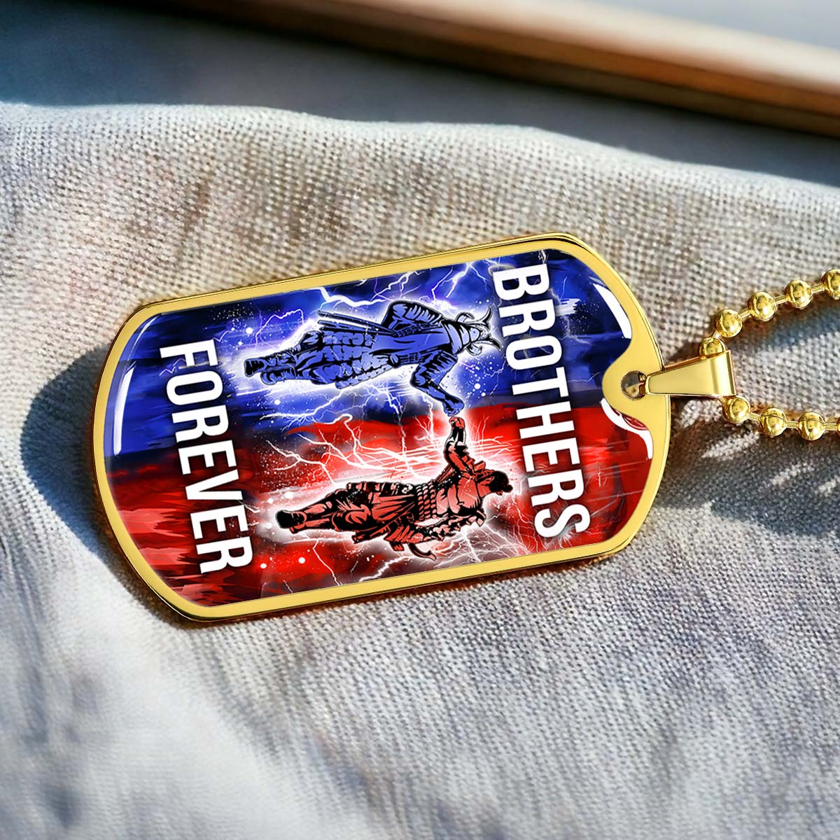Samurai - SADL015 - Brothers Forever - Bushido - Katana - Ronin - Miyamoto Musashi - Samurai Dog Tag - Military Ball Chain - Luxury Dog Tag