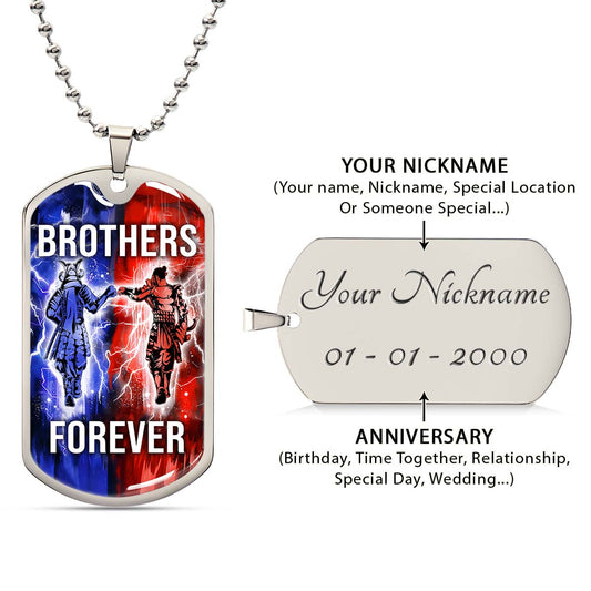 Samurai - SADL015 - Brothers Forever - Bushido - Katana - Ronin - Miyamoto Musashi - Samurai Dog Tag - Military Ball Chain - Luxury Dog Tag