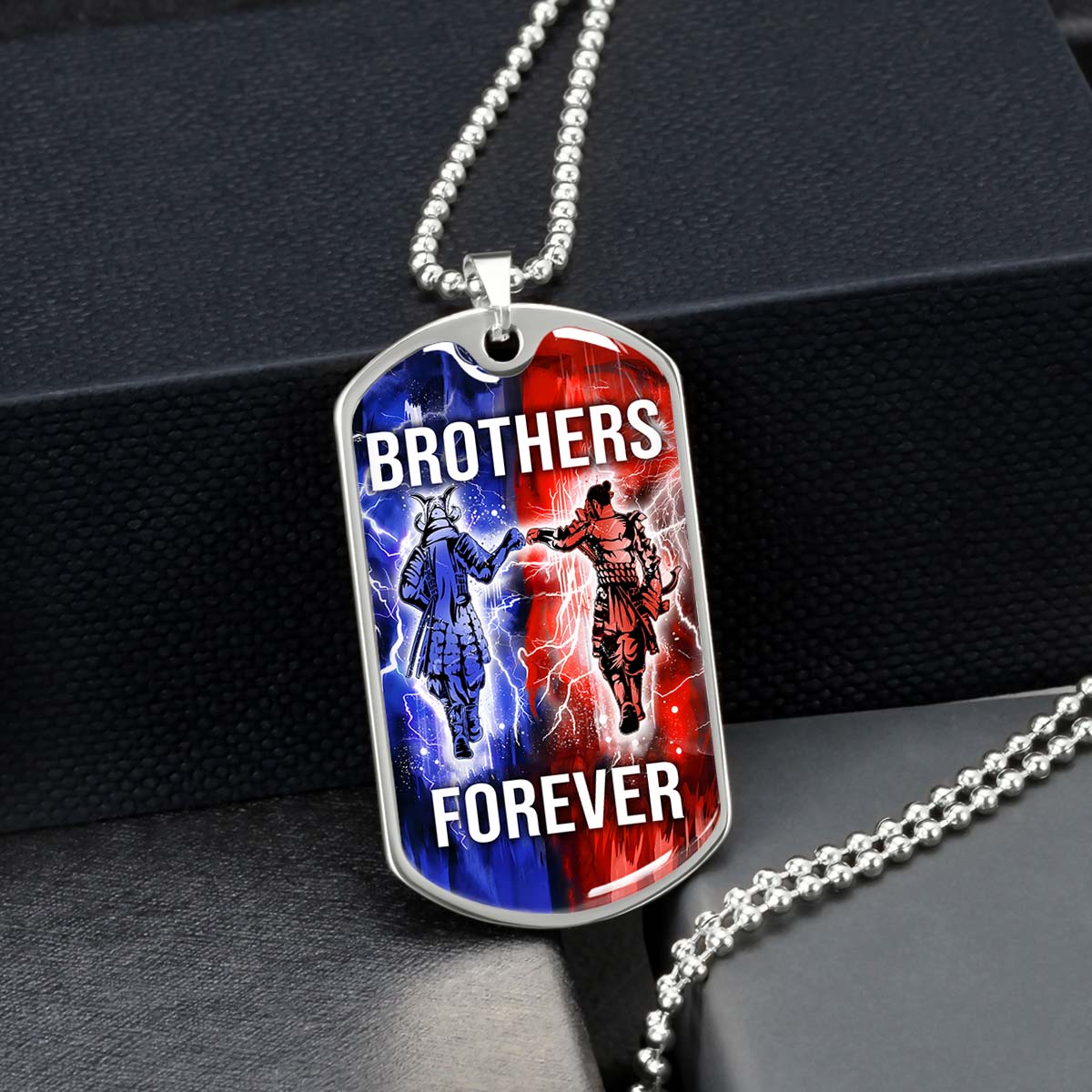 Samurai - SADL015 - Brothers Forever - Bushido - Katana - Ronin - Miyamoto Musashi - Samurai Dog Tag - Military Ball Chain - Luxury Dog Tag