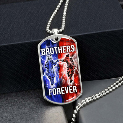 Samurai - SADL015 - Brothers Forever - Bushido - Katana - Ronin - Miyamoto Musashi - Samurai Dog Tag - Military Ball Chain - Luxury Dog Tag