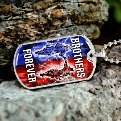 Samurai - SADL015 - Brothers Forever - Bushido - Katana - Ronin - Miyamoto Musashi - Samurai Dog Tag - Military Ball Chain - Luxury Dog Tag