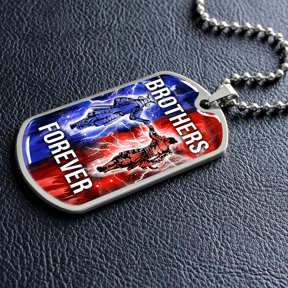 Samurai - SADL015 - Brothers Forever - Bushido - Katana - Ronin - Miyamoto Musashi - Samurai Dog Tag - Military Ball Chain - Luxury Dog Tag