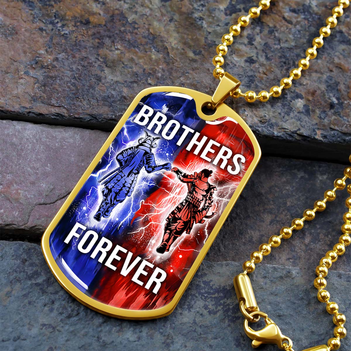 Samurai - SADL015 - Brothers Forever - Bushido - Katana - Ronin - Miyamoto Musashi - Samurai Dog Tag - Military Ball Chain - Luxury Dog Tag