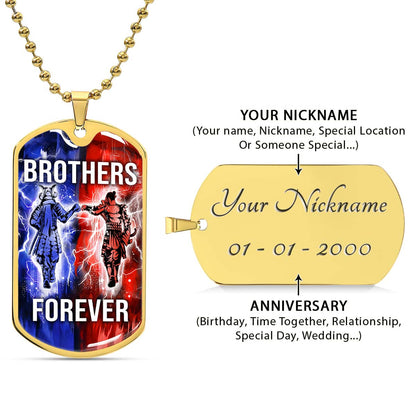 Samurai - SADL015 - Brothers Forever - Bushido - Katana - Ronin - Miyamoto Musashi - Samurai Dog Tag - Military Ball Chain - Luxury Dog Tag