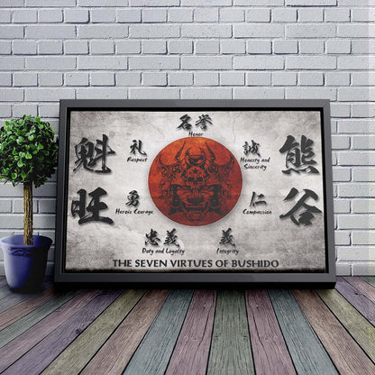 Samurai Wall Art - Samurai Poster - Samurai Canvas - The Seven Virtues Of Bushido - SA014 - Horizontal Poster - Horizontal Canvas