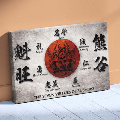 Samurai Wall Art - Samurai Poster - Samurai Canvas - The Seven Virtues Of Bushido - SA014 - Horizontal Poster - Horizontal Canvas