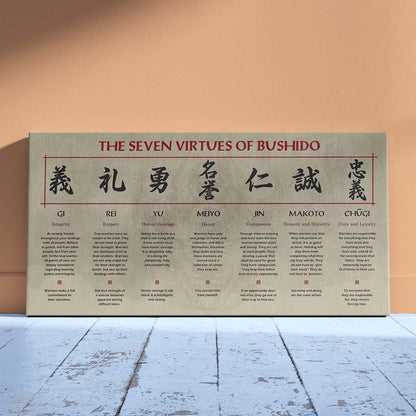 Samurai Wall Art - Samurai Poster - Samurai Canvas - The Seven Virtues Of Bushido - SA098 - Horizontal Poster - Horizontal Canvas