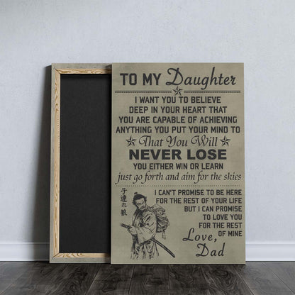 Samurai Wall Art - Samurai Poster - Samurai Canvas - To My Daughter - SA037 - Vertical Poster - Vertical Canvas