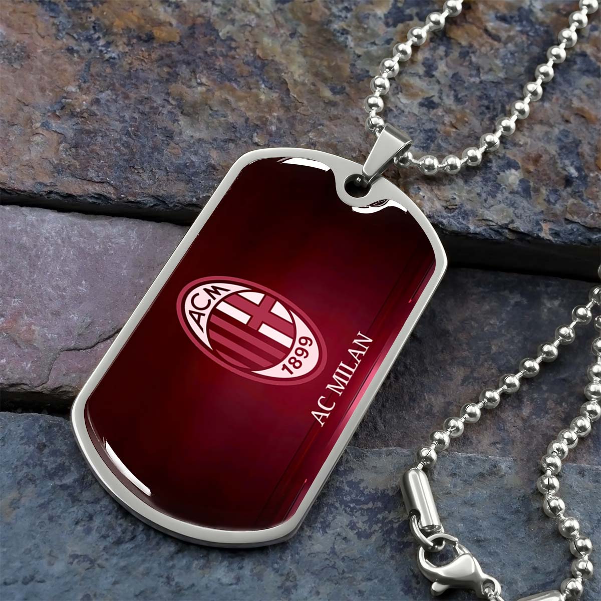 Soccer - SCD001 - AC Milan - Soccer Dog Tag - Military Ball Chain - Luxury Dog Tag