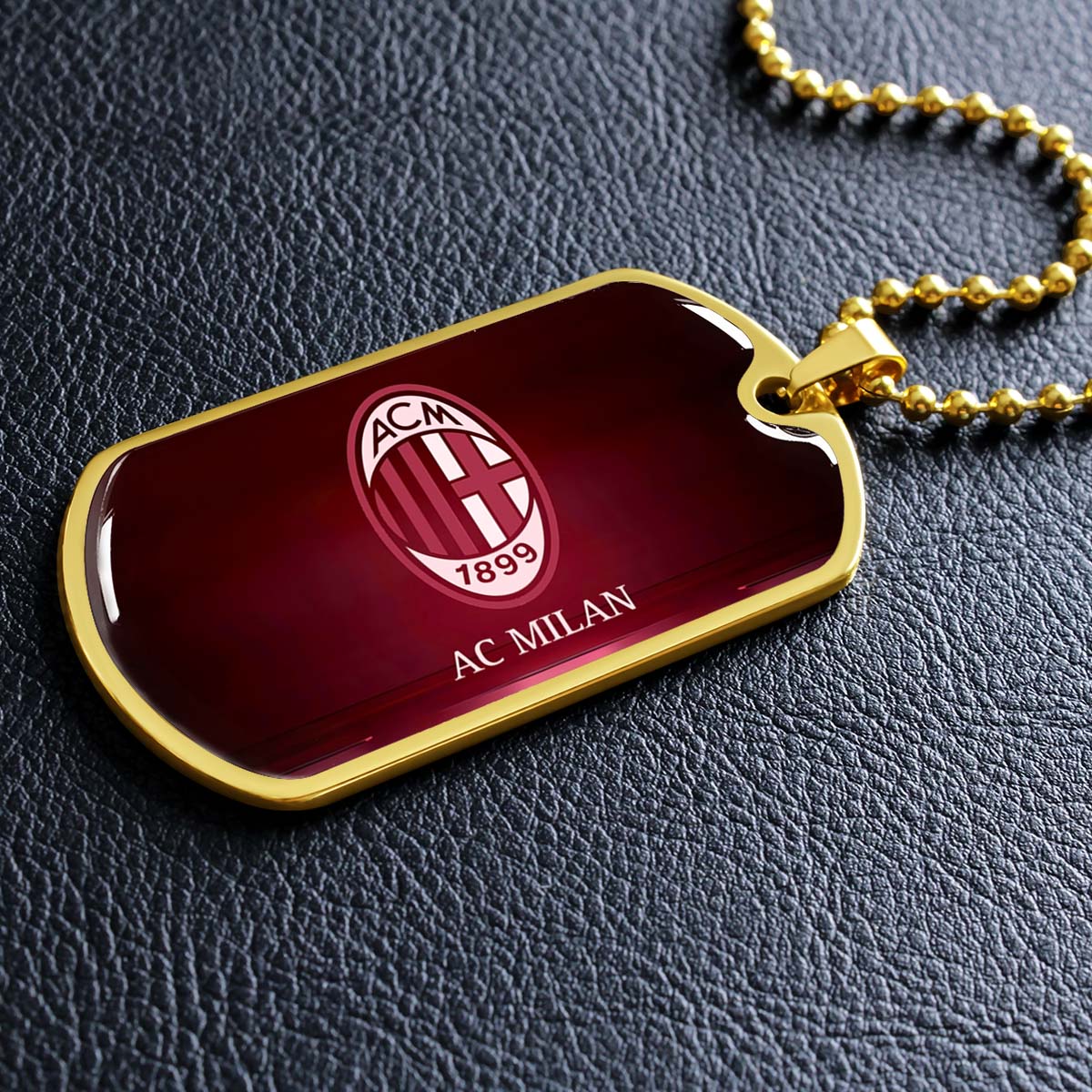 Soccer - SCD001 - AC Milan - Soccer Dog Tag - Military Ball Chain - Luxury Dog Tag