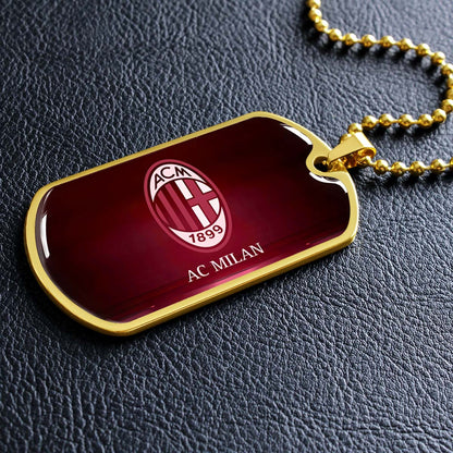 Soccer - SCD001 - AC Milan - Soccer Dog Tag - Military Ball Chain - Luxury Dog Tag