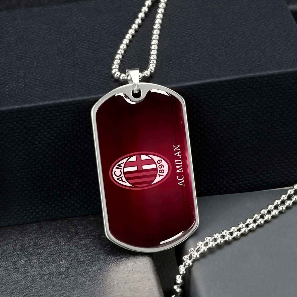Soccer - SCD001 - AC Milan - Soccer Dog Tag - Military Ball Chain - Luxury Dog Tag