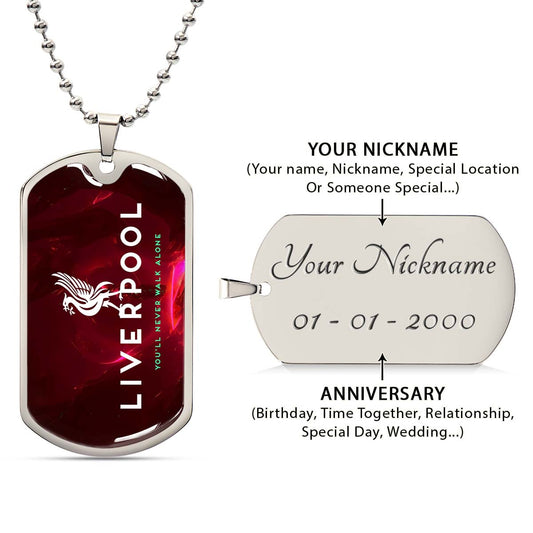 Soccer - SCD007 - You Never Walk Alone - Liverpool FC - Football Club - Soccer Dog Tag - Military Ball Chain - Luxury Dog Tag
