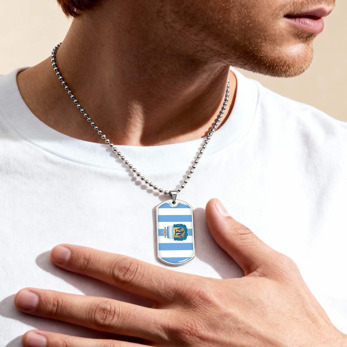 Soccer - SCD009 - Argentina - National Football Team - Soccer Dog Tag - Military Ball Chain - Luxury Dog Tag
