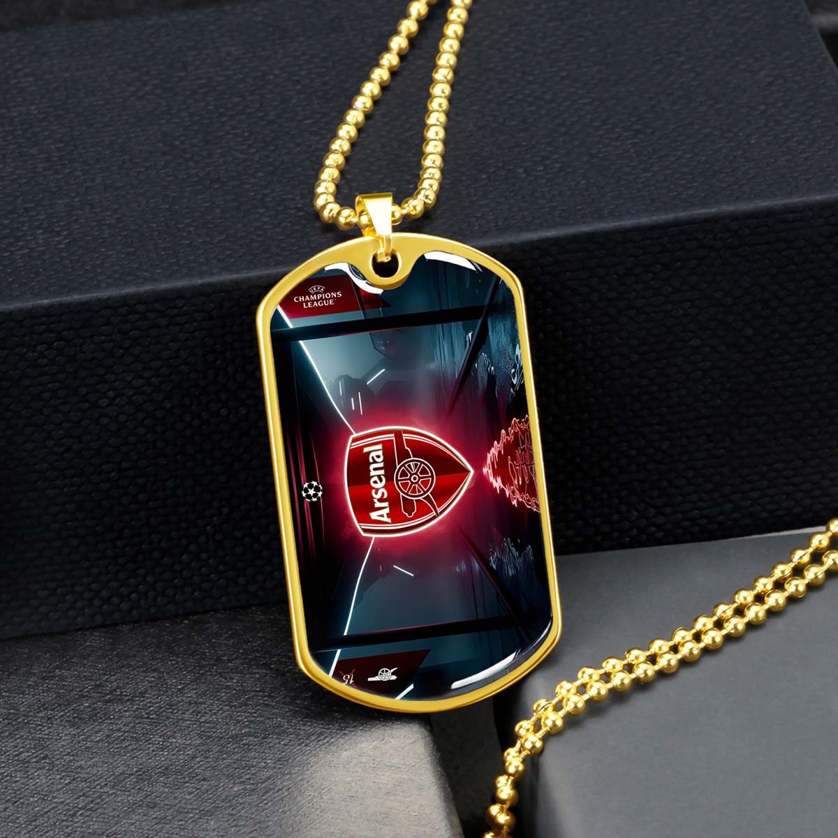Soccer - SCD014 - Arsenal FC - UEFA Champions League - Soccer Dog Tag - Military Ball Chain - Luxury Dog Tag