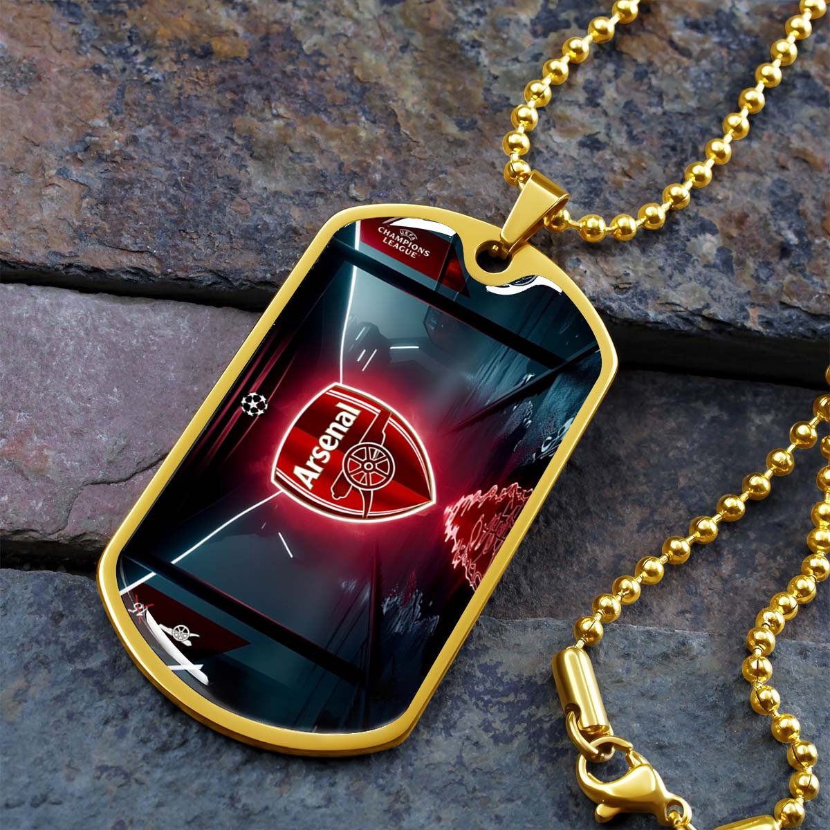 Soccer - SCD014 - Arsenal FC - UEFA Champions League - Soccer Dog Tag - Military Ball Chain - Luxury Dog Tag