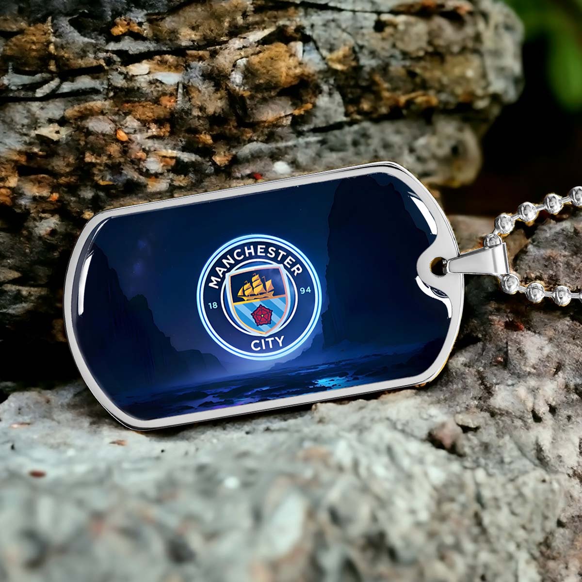 Soccer - SCD018 - Manchester City - Soccer Dog Tag - Military Ball Chain - Luxury Dog Tag