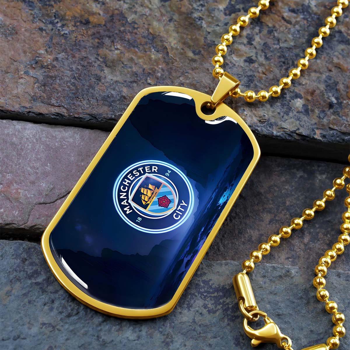 Soccer - SCD018 - Manchester City - Soccer Dog Tag - Military Ball Chain - Luxury Dog Tag