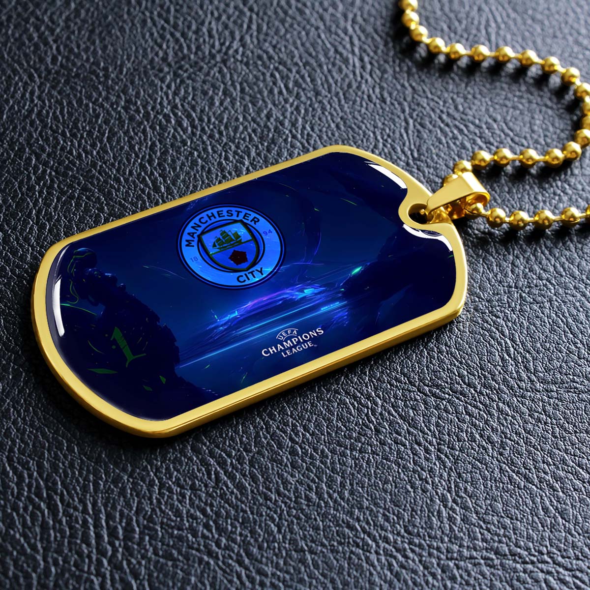 Soccer - SCD019 - Manchester City - UEFA Champions League - Soccer Dog Tag - Military Ball Chain - Luxury Dog Tag