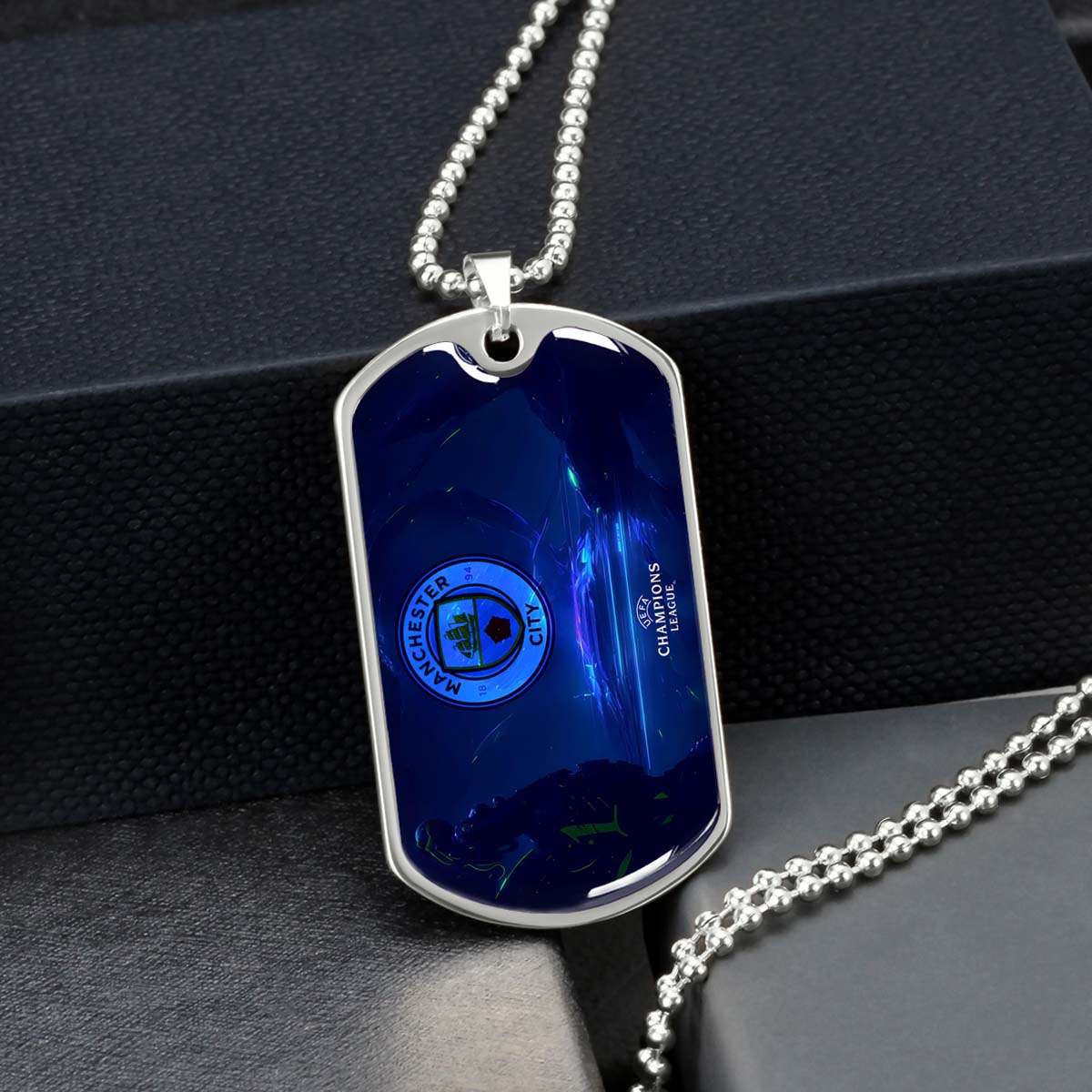 Soccer - SCD019 - Manchester City - UEFA Champions League - Soccer Dog Tag - Military Ball Chain - Luxury Dog Tag