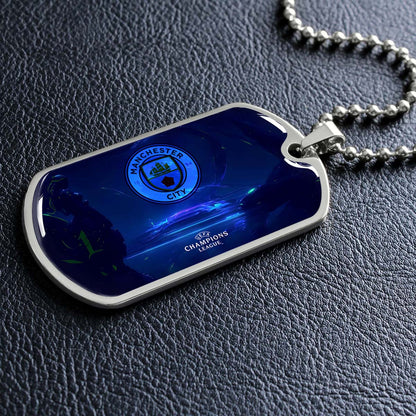 Soccer - SCD019 - Manchester City - UEFA Champions League - Soccer Dog Tag - Military Ball Chain - Luxury Dog Tag