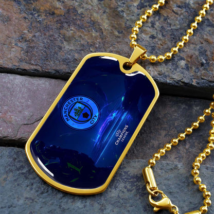 Soccer - SCD019 - Manchester City - UEFA Champions League - Soccer Dog Tag - Military Ball Chain - Luxury Dog Tag
