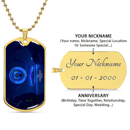 Soccer - SCD019 - Manchester City - UEFA Champions League - Soccer Dog Tag - Military Ball Chain - Luxury Dog Tag