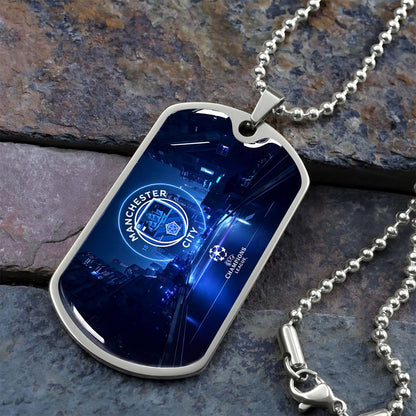 Soccer - SCD022 - Manchester City - UEFA Champions League - Soccer Dog Tag - Military Ball Chain - Luxury Dog Tag