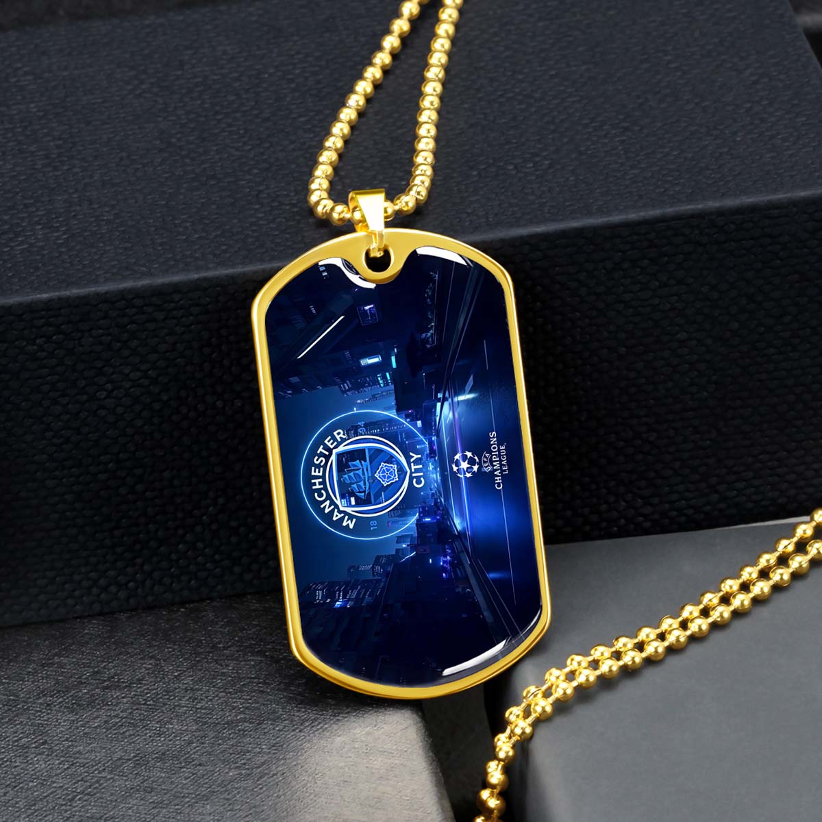 Soccer - SCD022 - Manchester City - UEFA Champions League - Soccer Dog Tag - Military Ball Chain - Luxury Dog Tag