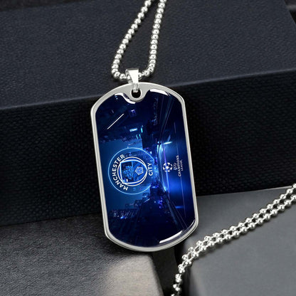 Soccer - SCD022 - Manchester City - UEFA Champions League - Soccer Dog Tag - Military Ball Chain - Luxury Dog Tag