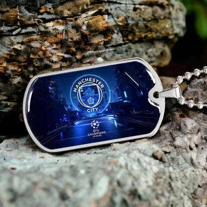 Soccer - SCD022 - Manchester City - UEFA Champions League - Soccer Dog Tag - Military Ball Chain - Luxury Dog Tag