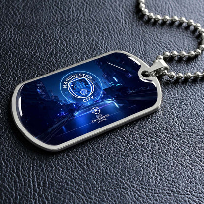 Soccer - SCD022 - Manchester City - UEFA Champions League - Soccer Dog Tag - Military Ball Chain - Luxury Dog Tag