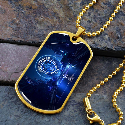 Soccer - SCD022 - Manchester City - UEFA Champions League - Soccer Dog Tag - Military Ball Chain - Luxury Dog Tag