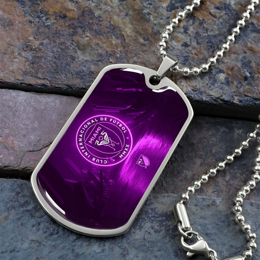 Soccer - SCD023 - Inter Miami CF - Soccer Dog Tag - Military Ball Chain - Luxury Dog Tag