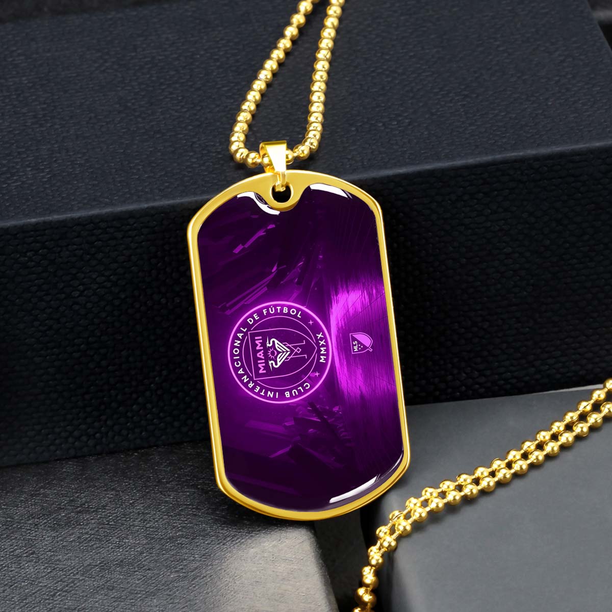Soccer - SCD023 - Inter Miami CF - Soccer Dog Tag - Military Ball Chain - Luxury Dog Tag