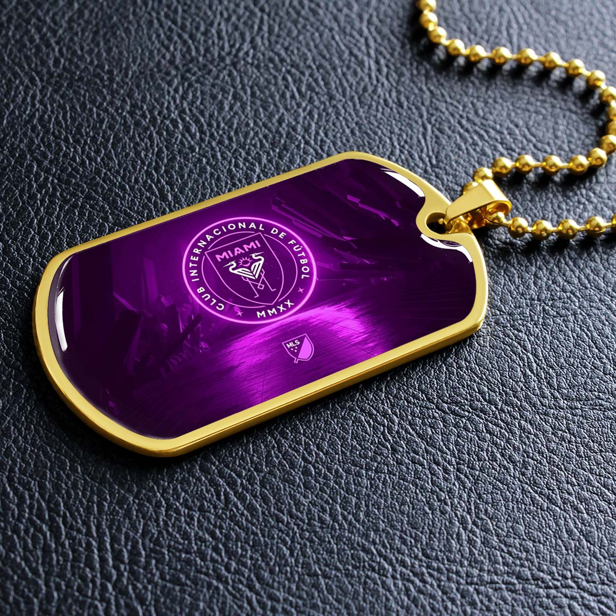 Soccer - SCD023 - Inter Miami CF - Soccer Dog Tag - Military Ball Chain - Luxury Dog Tag