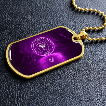 Soccer - SCD023 - Inter Miami CF - Soccer Dog Tag - Military Ball Chain - Luxury Dog Tag