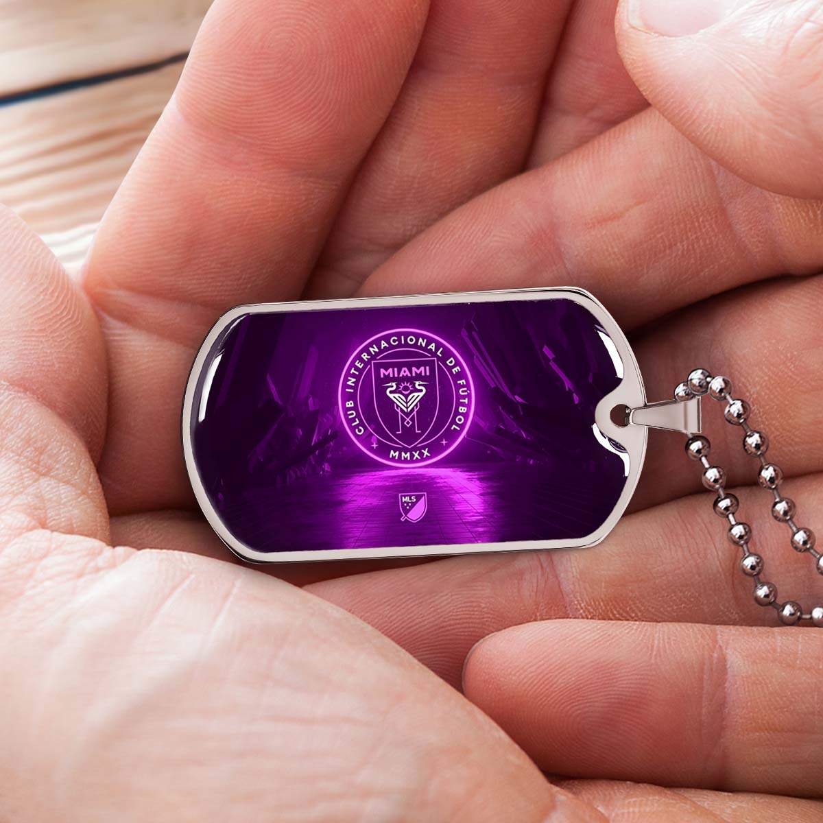 Soccer - SCD023 - Inter Miami CF - Soccer Dog Tag - Military Ball Chain - Luxury Dog Tag