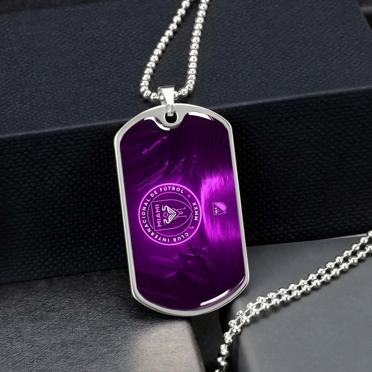 Soccer - SCD023 - Inter Miami CF - Soccer Dog Tag - Military Ball Chain - Luxury Dog Tag