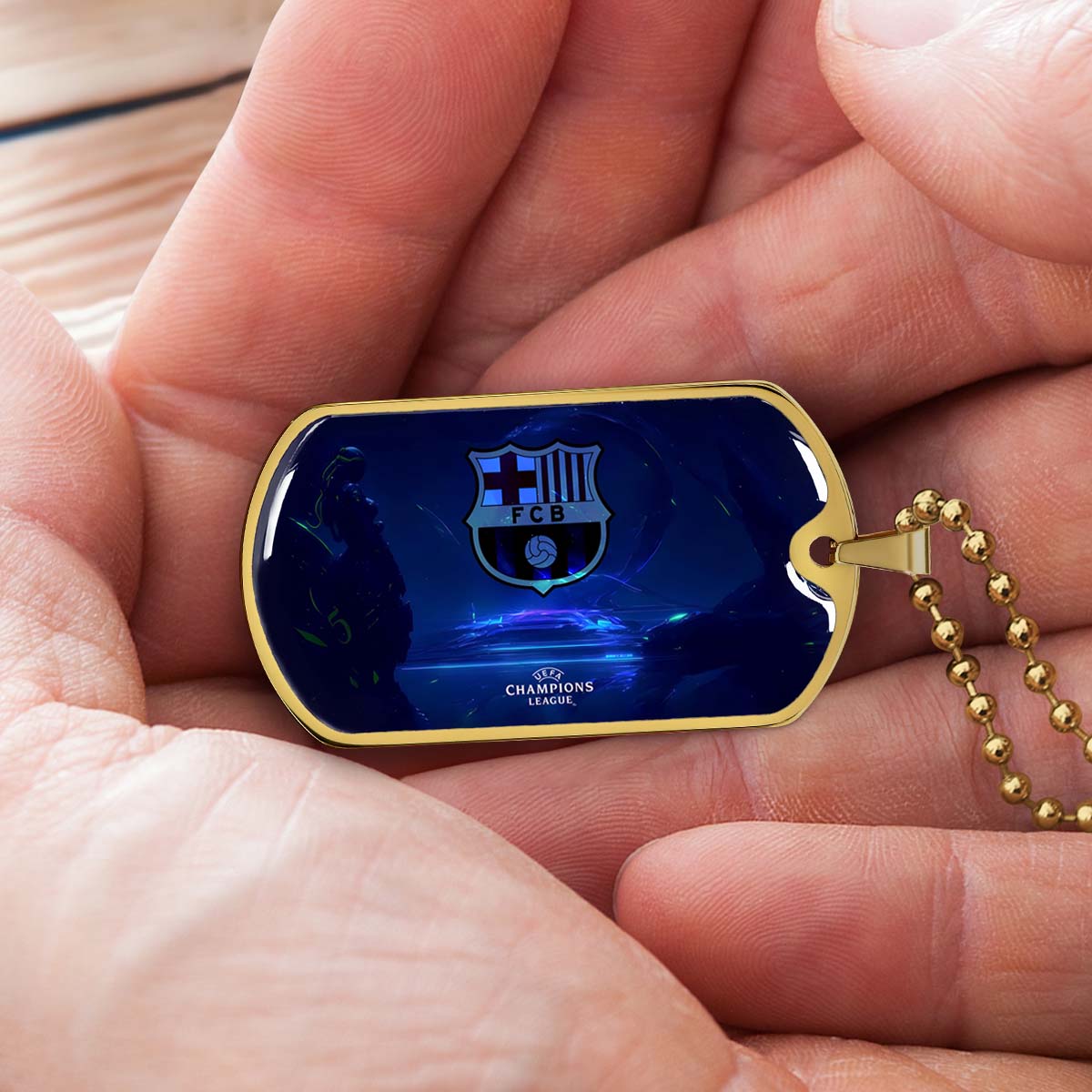 Soccer - SCD026 - FC Barcelona - FCB - UEFA Champions League - Soccer Dog Tag - Military Ball Chain - Luxury Dog Tag