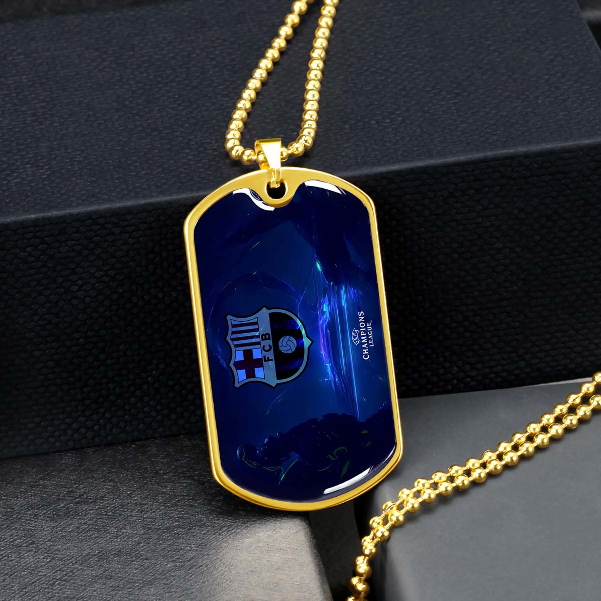 Soccer - SCD026 - FC Barcelona - FCB - UEFA Champions League - Soccer Dog Tag - Military Ball Chain - Luxury Dog Tag