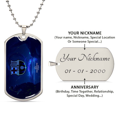 Soccer - SCD026 - FC Barcelona - FCB - UEFA Champions League - Soccer Dog Tag - Military Ball Chain - Luxury Dog Tag